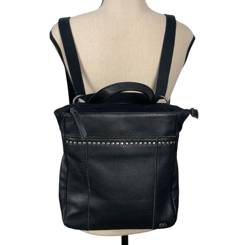 The Sak Black Crossbody Backpack Bag Purse Leather Black Convertible Studded - Picture 4 of 13